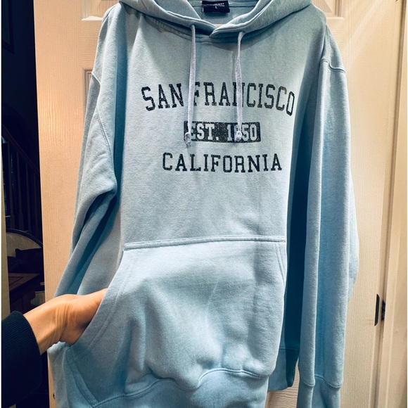 FREEWAY EXCHANGE Men Blue San Francisco Hoodie 80%Cot/20%Poly Sweatshirt Sz:: L - Picture 2 of 8